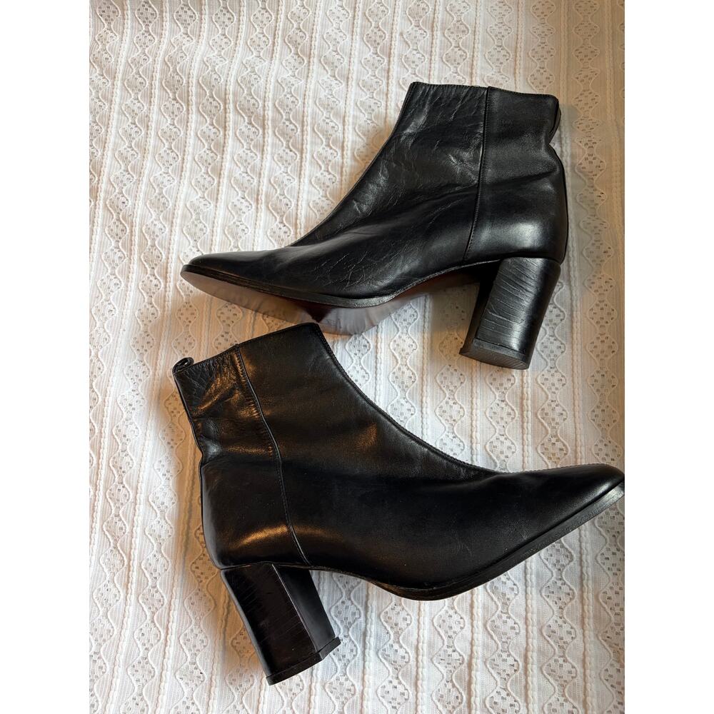 Vintage Made in Mexico Black Napa Leather Ankle Boots Women's 8.5 9